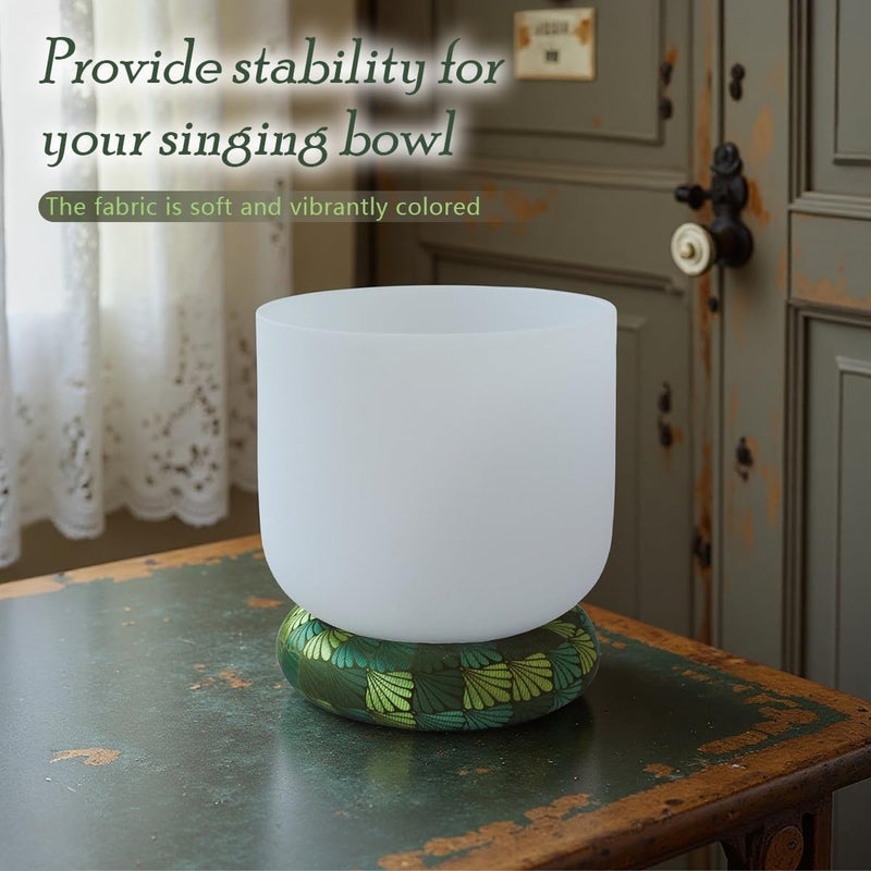 UPCEED Singing Bowl Cushion for Tibetan Singing Bowls, Handmade Silk Brocade Round Cushion Pillow for Sound Healing and Crystal Sound Bowls Accessories(ForestGreen,6.7 Inch) - Image 4